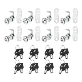 uxcell 1-1/8 Inch Cabinet Locks with Key, 8 Pack Cam Replacement Lock Cylinder Toolbox Lock Keyed Alike for RV Drawer Storage Cart Mailbox Compartment Door Tool Lock, Silver