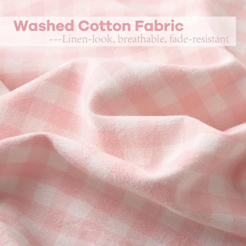 2 Pack Blush White Gingham Euro Pillow Shams 26''x26'' |