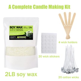 DINGPAI Natural Soy Wax for Candle Making, 2lb Organic Soy Wax Flakes, Premium Soy Candle Wax for Candle Making Supplies, Pure Natural Candle Making Soy Wax