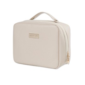 White Cosmetic Bag Cosmetic Bag with Large Capacity PU Leather with Compartment Cosmetic Bag Multifunctional Toiletry Bag for Travel for Men and Women Cosmetic Bag - Wash Bag, White, 1