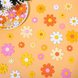 Whaline Boho Flower Foam Stickers 10 Designs Groovy Hippie Daisy Foam Decals Boho Floral Adhesive Classroom Reward Sticker Decor for School Craft Baby Shower Party Favor Supplies, 210Pcs