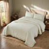 Brandream King Size Quilt Set Cotton Shabby Chic Bedding Cream Yellow Quilt Bedding Set Ruffle Bedspread 3-Piece