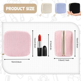 Playexen 2 Pack Small Makeup Bag for Purse, Corduroy Mini Cosmetic Pouch with Ring Buckle & 4 Inner Pockets, Portable Travel Makeup Pouch for Lipsticks, Coins, Earphone (Black)