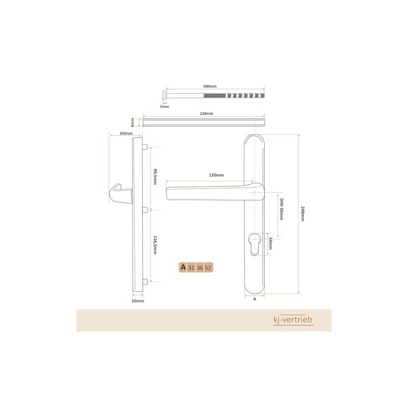 Premium Handle Set Saturn DHS 92 mm Oval Handle Satin