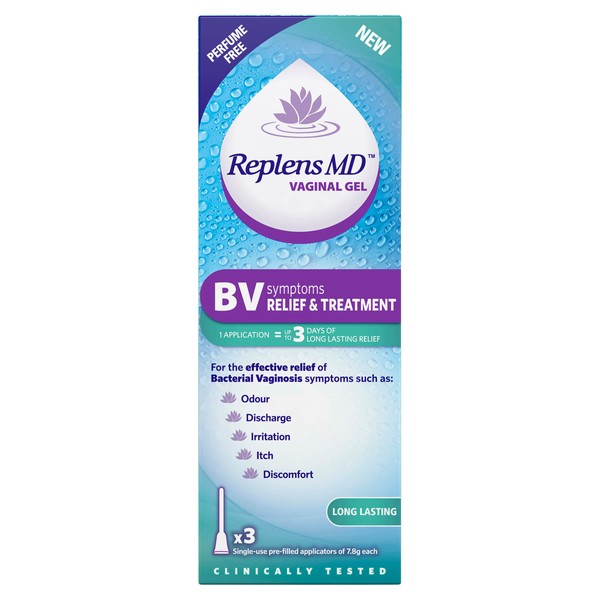 Replens BV Symptoms Relief & Treatment Vaginal Gel - x3 Single use applicators, White, 3 Count (Pack of 1)