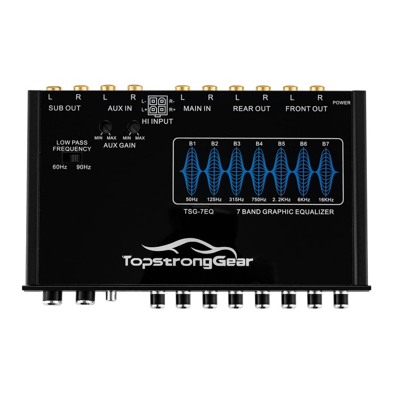 TOPSTRONGGEAR TSG7EQ 7-Band Car Audio Graphic Equalizer with Front 3.5mm
