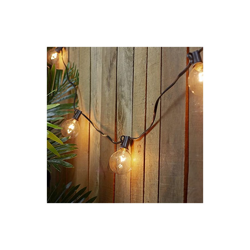 Northlight G50 Globe Patio Lights - Clear - 19' Black