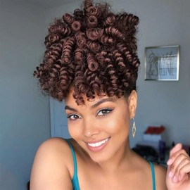 MIMAN 5 Packs 10 Inch Short Crochet Hair Braids for Black Women 12MM Curly Synthetic Crochet Hair Extensions for DIY Mohawk Afro Braided Wigs(Black to Brown #1B/30)