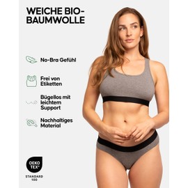 Danish Endurance Women's Cotton Bralette Bra, Soft Organic Cotton, Pack of 1 and 3, Non-Wired, Comfortable, Supportive - Multicoloured (2 x black, 1 x dark grey), size: m