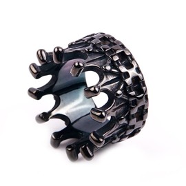 LAFATINA Royal Kingdom Crowns and Thrones Rings Stainless Steel King Queen Knight Dominant Ring, Stainless Steel