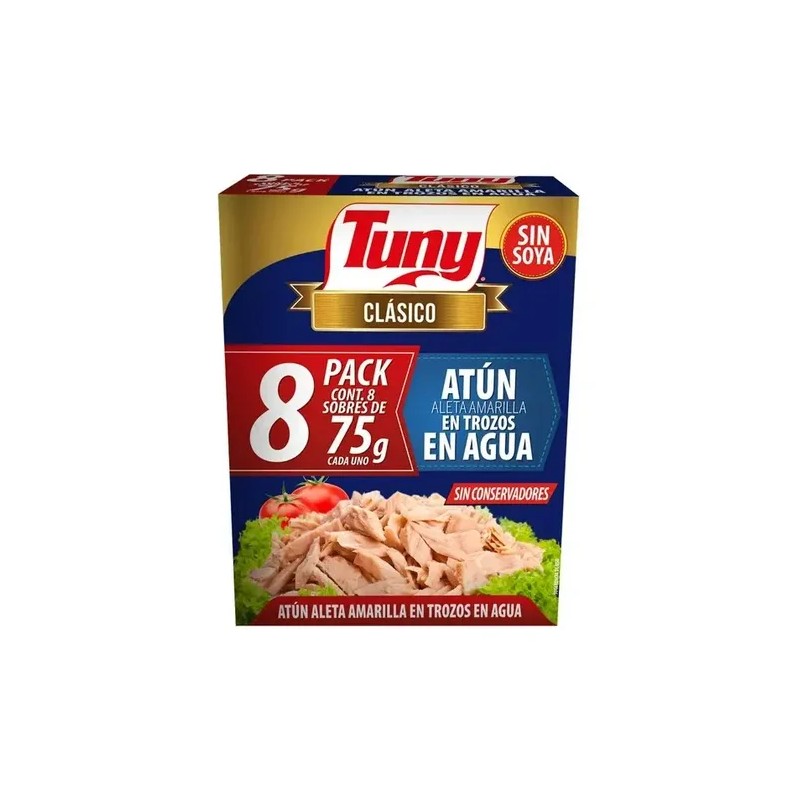 Atun En Trozos En Agua Tuny Clasico Paquete Con 8