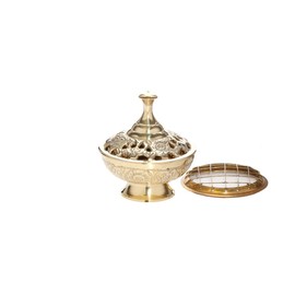 NKlaus Incense Burner Handmade Brass Incense Burner with Grid gold Incense Burner Incense Coal Vessel Deco large 1531