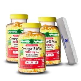 Omega-3 Mini Fish Oil – 120 Mini Softgels Lemon Flavor Supplement, Easy-to-Swallow Omega 3 Fatty Acid with EPA & DHA for Women & Men + 7 Day Pill Organizer Included (Pack of 3)