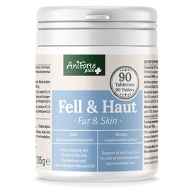 AniForte Plus Fell & Haut für Hunde 90 Tabletten - bei Dermatose & Haarausfall Hund, mit MSM & Biotin zur Unterstützung der Hautfunktion, Präbiotika bei Fellproblemen & Erkrankung der Haut