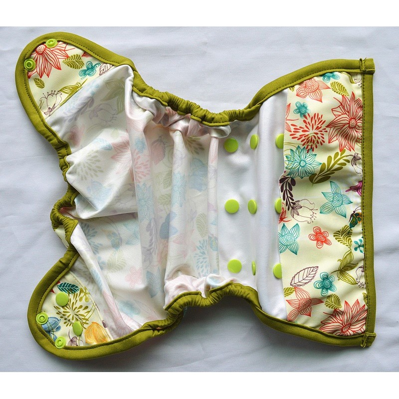 (Bloom) - One Size Cloth Nappy Cover Snap With Double