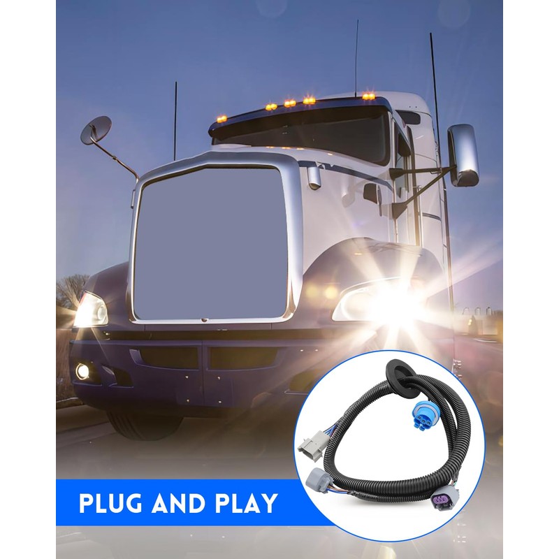 Headlight Wiring Harness Fit for Peterbilt 386 (2005-2015)/387 (1999-2010), Replace