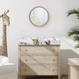 Sweet Jojo Designs Woodland Forest Animals Boy Girl Gender Neutral Unisex Baby Changing Pad Cover Sheet Infant Newborn Diaper Table Change Mat Cover Animal Friend Bear Fox Hedgehog Deer Squirrel Green