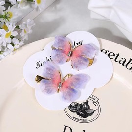 Hair Clips for Girls, Colorful Cute Butterfly Hair Clip for Kids, Hair Accessories Barrettes for Birthday Christmas Children's Day Gift (Pink-Purple)