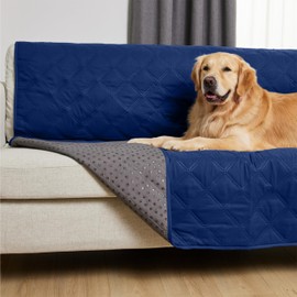 Gorilla Grip Waterproof Dog Bed Cover, Pet Blanket for Furniture, Sofa, Couch, Crate, Car, Sofa Throw Essential for Cats and Dogs, Tear and Slip Resistant Leakproof Cushion Cover, 40x50 Navy Blue
