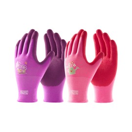 PACIFIC PPE 2 Pairs Gardening Gloves for women and Ladies, Rubber Coated Garden Gloves, Outdoor Protective Work Gloves, Medium Size fits Most, Purple & Red
