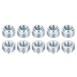 DTGN 100pcs 1/4 20 x 0.25" (DxL) Clinch Rivet Nut Fasteners for Construction Industry Carbon Steel Crimp Nuts Silver