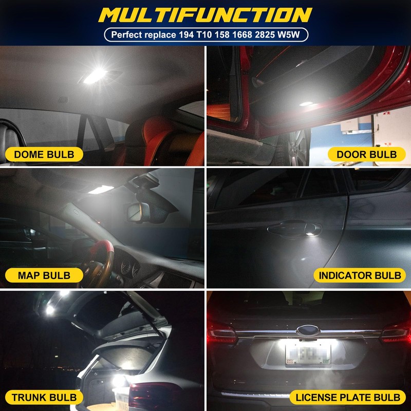 Spurtar 42PCS Interior Car Lights Superior Brightness White Dome Map