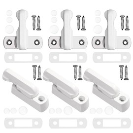 Ritte Pack of 6 Safe Window Locks, Jammer Blocker Window, Metal Window Lock, White Safety Lock with Screws, for Window, Door, Home Security, Child Protection