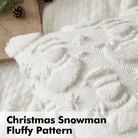 MIULEE Christmas Pillow Covers 20x20 Inch Pure White Throw Pillows Set of 2 Decorative Soft Fluffy Snowman Pillowcases for Home Decors Couch Sofa Livingroom Bed