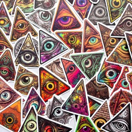 Yoksas 50Pcs Eye of Providence Stickers - Waterproof Vinyl Mysterious All Seeing Eye Aldults Stickers for Laptops,Water Bottles,Scrapbooking,Journals,Bumper