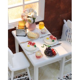 iLAND Miniature Dollhouse Accessories of Dollhouse Kitchen, Miniature Food (Lover Breakfast 16pcs)