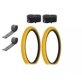 ALTALINE Bicycle 20" x 1.75" Yellow Gum COMP III (2) TIRES, TUBES, & RIMSTRIPS