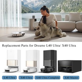 Cleptorize Zubehör für Dreame X40 Ultra Complete/ X40 Ultra/ X40 Master/ L40 Ultra Saugroboter, Ersatzteile Kit 1 Hauptbürste, 4 Staubsaugerbeutel, 6 Wischpads, 4 HEPA Filter, 4 Seitenbürste