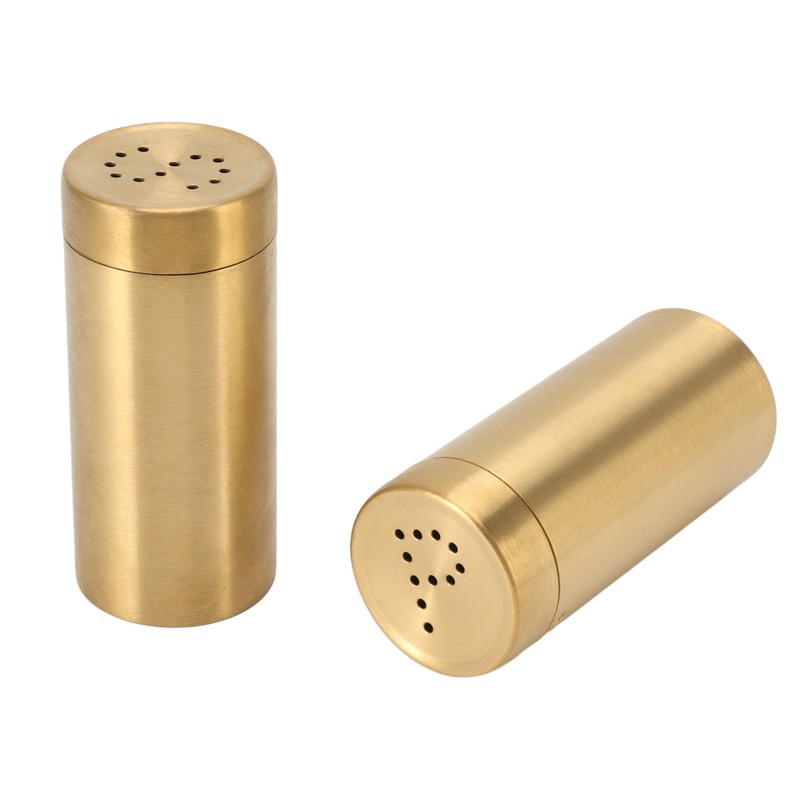 2Pcs Gold Spice Jar Stainless Steel Rustproof Screw Open Top