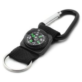 PRECORN Keyring with Compass and Carabiner – Outdoor Accessory for Camping and Hiking – Robust Backpack Pendant with Emergency Compass – Ideal Outdoor Accessory