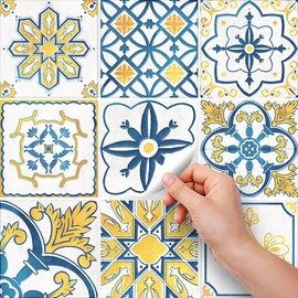 RE-COVERTILES - PS00247 PS00247 Tile Stickers Bathroom and Kitchen 24 Pieces 10 x 10 cm PVC Wall Decoration Waterproof Tiles Mosaic Style Azulejos Cement Tiles