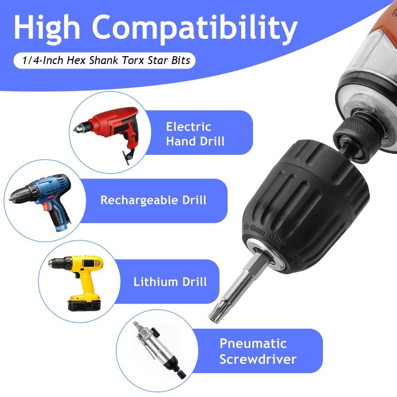 FyMosem 14Pcs Torx Star Head Screwdriver Bits T10-T40 Security Tamper