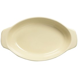 DELISH KITCHEN Pearl Metal Au Gratin Plate, Yellow, 7.5 x 5.1 inches (19 x 13 cm), Heat Resistant Deep Oval Plate, L-1889