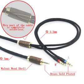 HansnBy 2.5 mm Balanced Cable 6N OCC Copper Silver-Plated Cable Walnut Shell Compatible with Hifiman Sundara, Ananda, Arya, HE400SE, HE4XX, HE-400i Headphones (2 x 3.5 mm Version) 6.6 ft