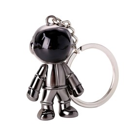 HVSWLY Metal Astronaut Pendant key Chain, Spaceman Robot Astronaut Car Keychain Ring, Black, Small