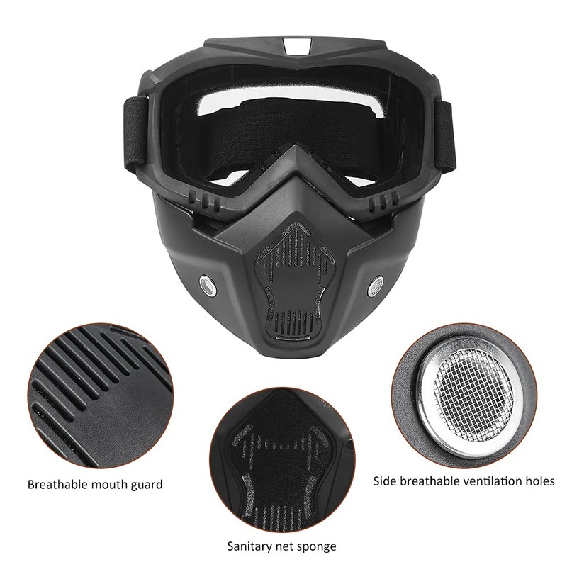 Motorcycle Goggles with Mask Outdoor Riding Cycling Removable Protective Goggles