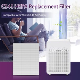 XBGG 2 Pack C545 HEPA Replacement Filter S Compatible with Winix C545 Air Purifier, Replaces Part 1712-0096-00 and 2522-0058-00, 2 HEPA Filter + 8 Pre-Filters