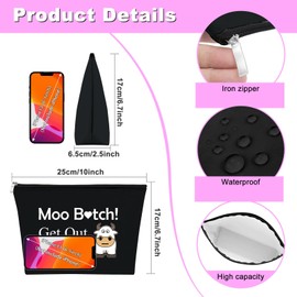 Cow Gifts Cow Makeup Bag Cow Lover Gift Cows Gifts for Girl Women Cow Cosmetic Bag Funny Cute Birthday Christmas Gift for Animal Lover Cow Owner Farm Girls Best Friend Sister Travel Pouch（Black）