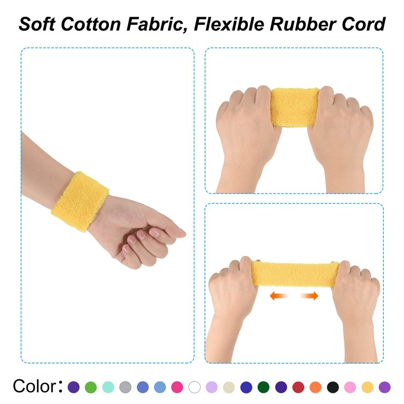 PATIKIL 2pcs 8x15cm Sport Wristbands Cotton Terry Cloth Absorbent Sweatband