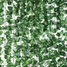 LAFORET Fake Vines for Room Decor(12 Pack 84ft), Home Bedroom Wall Decor Aesthetic, Artificial Plants Ivy Leaves, Hanging Greenery Garland for Wedding Garden Outdoor