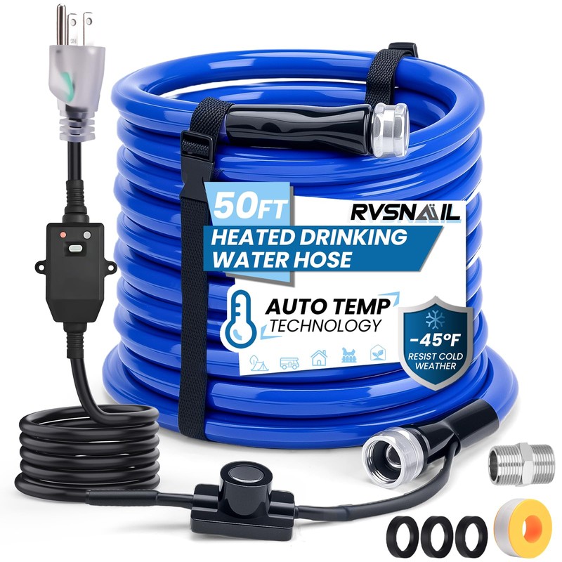 RVSNAIL 50FT Heated Water Hose for RV, Heated Drinking Water