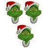 Grumpy Grinch Face Character w/Christmas Hat 6" Tall Iron on