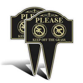 GicnKeuz Keep Off the Grass Sign, 14"×10" Heavy Duty Aluminum Sign, Keep Dogs Off Lawn Sign, Stay Off Grass Signs for Yard, Easy to Install, Outdoor Use (2 Pack)