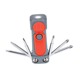 F Fityle Multifunctional Screwdriver Tool, Pocket Screwdriver Phillips and Flat Flashlight and Worklight, Red