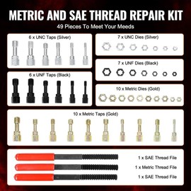 VEVOR 49PCS Thread Chaser Set UNC UNF Metric Thread Restorer Tool Rethreading:_49PCS