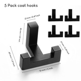SARIHOSY 5 Pack Heavy Duty Double Claw Coat Hook Wall Mount with Screw Retro Double Coat Hook Utility Hook for Coats, Scarves, Bags, Towels, Keys, Hats, Mugs, Hats (Black)